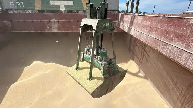 Grab working bulk cargo inside the hold